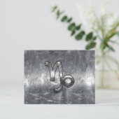 Capricorn Zodiac Symbool Distress Steel Decor Briefkaart (Staand voorkant)