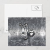 Capricorn Zodiac Symbool Distress Steel Decor Briefkaart (Voorkant / Achterkant)