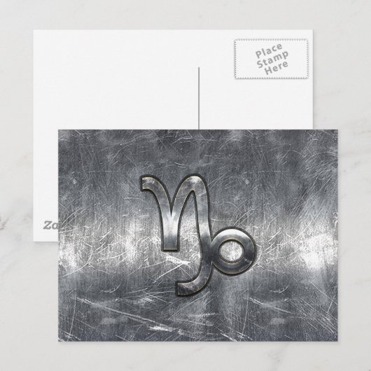 Capricorn Zodiac Symbool Distress Steel Decor Briefkaart (Voorkant / Achterkant)