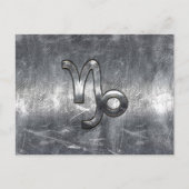 Capricorn Zodiac Symbool Distress Steel Decor Briefkaart (Voorkant)