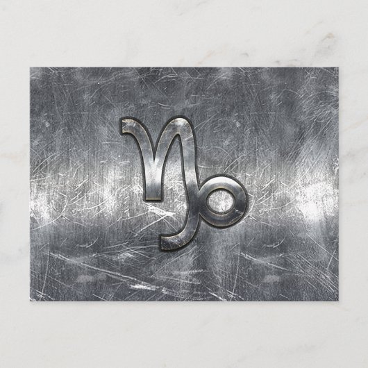 Capricorn Zodiac Symbool Distress Steel Decor Briefkaart (Voorkant)