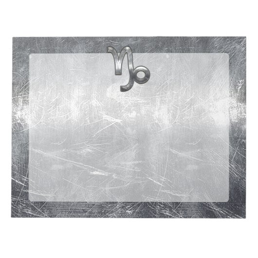 Capricorn Zodiac Symbool Distress Steel Decor Notitieblok (Voorkant)