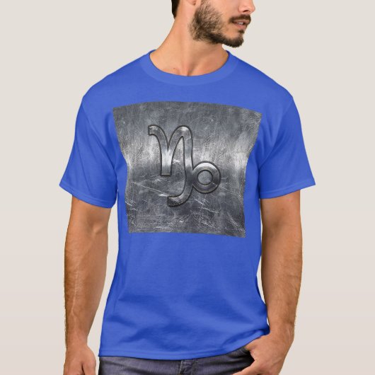 Capricorn Zodiac Symbool Distress Steel Decor T-shirt (Voorkant)