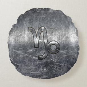 Capricorn Zodiac Symbool Grunge Distress Style Rond Kussen