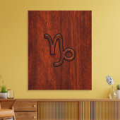Capricorn Zodiac Symbool in Mahogany Style print (Insitu (Woonkamer))