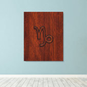 Capricorn Zodiac Symbool in Mahogany Style print (Insitu (Houten vloer))