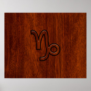 Capricorn Zodiac Symbool in Mahogany Style print