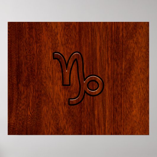Capricorn Zodiac Symbool in Mahogany Style print (Voorkant)