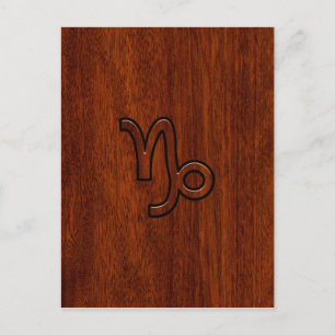Capricorn Zodiac Symbool in Mahogany Style print Briefkaart