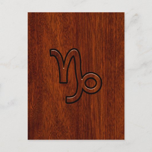 Capricorn Zodiac Symbool in Mahogany Style print Briefkaart (Voorkant)