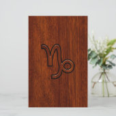 Capricorn Zodiac Symbool in Mahogany Style print Briefpapier (Staand voorkant)