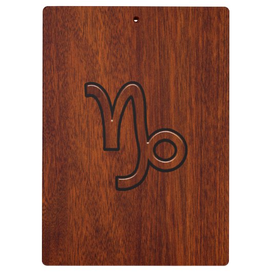 Capricorn Zodiac Symbool in Mahogany Style print Klembord (Achterkant)