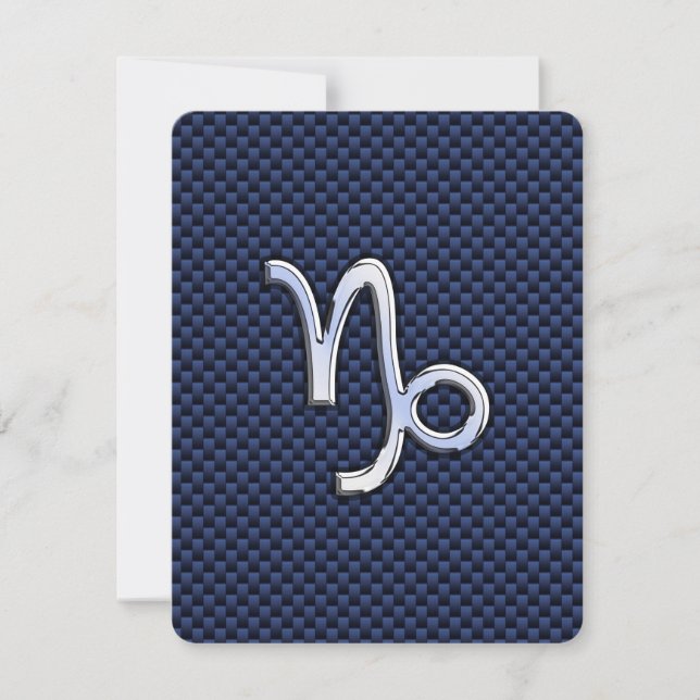 Capricorn Zodiac Symbool Navy Blue Carbon Fiber (Voorkant)