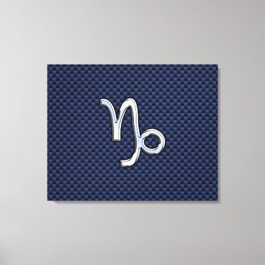 Capricorn Zodiac Symbool Navy Blue Carbon Fiber Canvas Afdruk (Voorkant)