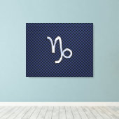Capricorn Zodiac Symbool Navy Blue Carbon Fiber Canvas Afdruk (Insitu (Houten vloer))