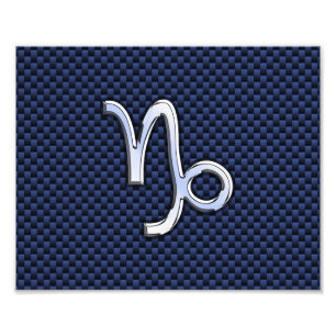 Capricorn Zodiac Symbool Navy Blue Carbon Fiber Foto Afdruk