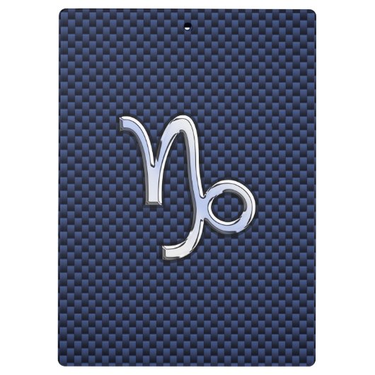 Capricorn Zodiac Symbool Navy Blue Carbon Fiber Klembord (Achterkant)