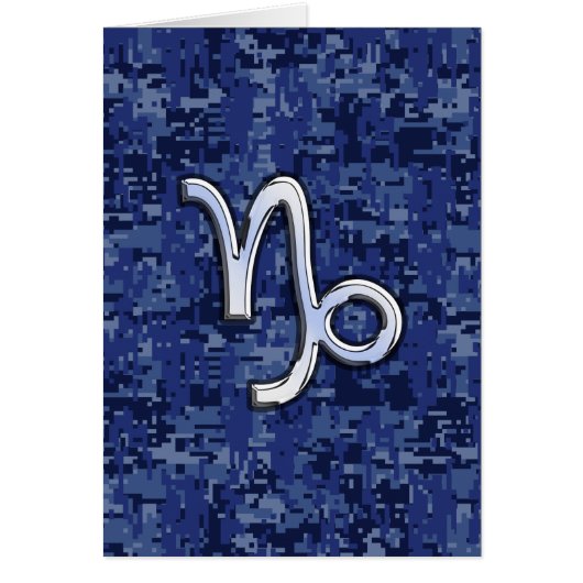 Capricorn Zodiac Symbool op Blue Digital Camo (Voorkant)