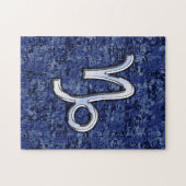 Capricorn Zodiac Symbool op Blue Digital Camo Legpuzzel (Horizontaal)