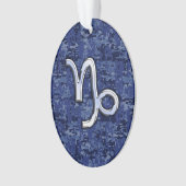 Capricorn Zodiac Symbool op Blue Digital Camo Ornament (voorkant)