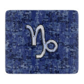 Capricorn Zodiac Symbool op Blue Digital Camo Snijplank (Voorkant)