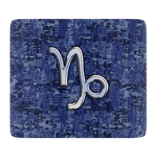 Capricorn Zodiac Symbool op Blue Digital Camo Snijplank (Voorkant)