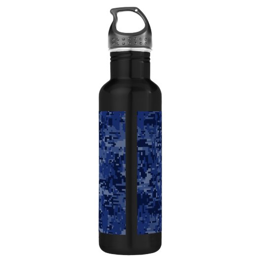 Capricorn Zodiac Symbool op Blue Digital Camo Waterfles (Achterkant)