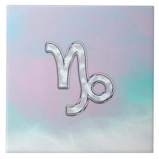 Capricorn Zodiac Symbool op moeder van het parelde Tegeltje (Voorkant)