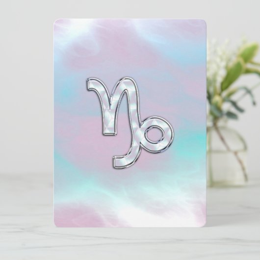 Capricorn Zodiac Symbool op moeder van Pearl Nacre (Staand voorkant)