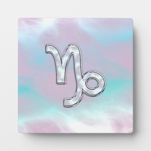 Capricorn Zodiac Symbool op moeder van Pearl Nacre Fotoplaat (Voorkant)