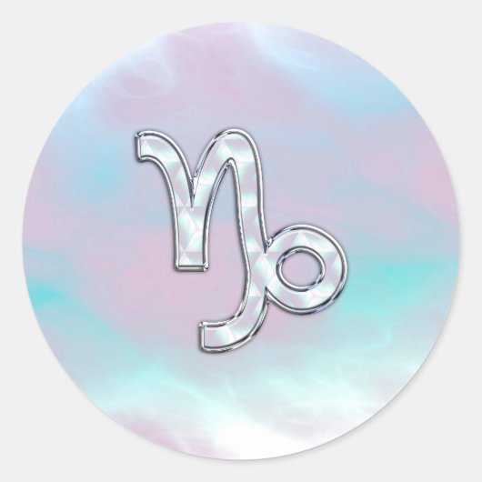 Capricorn Zodiac Symbool op moeder van Pearl Nacre Ronde Sticker (Voorkant)