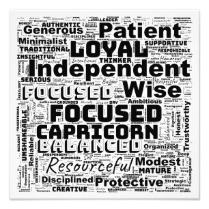 Capricorn Zodiac Word Cloud Inspiration Foto Afdruk