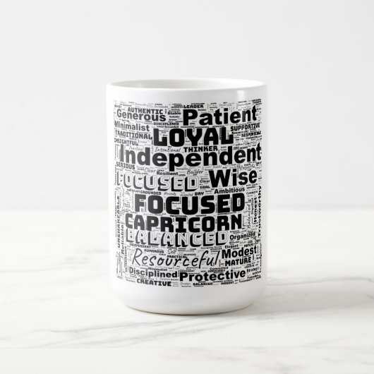 Capricorn Zodiac Word Cloud Inspiration Koffiemok (Center)