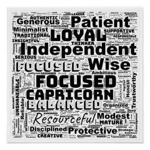 Capricorn Zodiac Word Cloud Inspiration Perfect Poster
