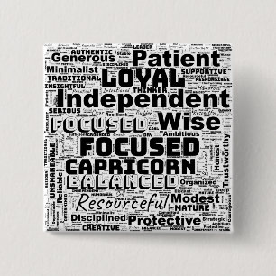 Capricorn Zodiac Word Cloud Inspiration Vierkante Button 5,1 Cm