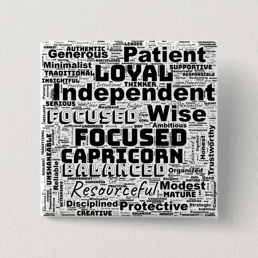Capricorn Zodiac Word Cloud Inspiration Vierkante Button 5,1 Cm (Voorkant)