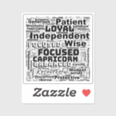 Capricorn Zodiac Word Cloud Inspiration Vinyl Sticker (Vel)