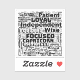 Capricorn Zodiac Word Cloud Inspiration Vinyl Sticker