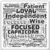 Capricorn Zodiac Word Cloud Inspiration Vinyl Sticker (Voorkant)