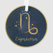 Capricorn zodiasymbool goudblauw gepersonaliseerd ornament (achterkant)