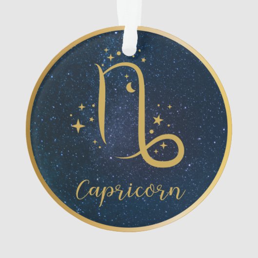 Capricorn zodiasymbool goudblauw gepersonaliseerd ornament (achterkant)