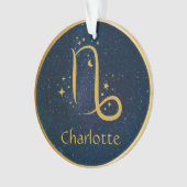 Capricorn zodiasymbool goudblauw gepersonaliseerd ornament (voorkant)