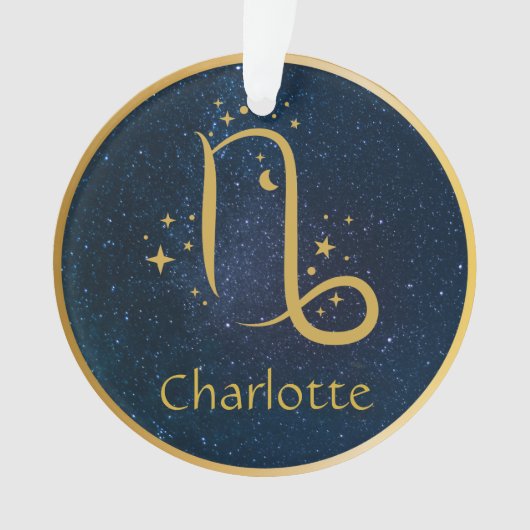 Capricorn zodiasymbool goudblauw gepersonaliseerd ornament (voorkant)