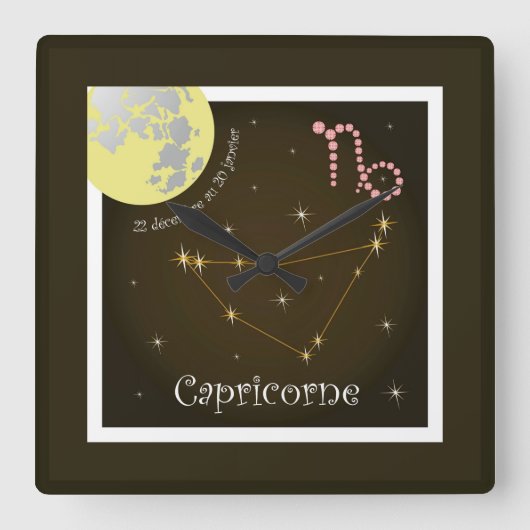 Capricorne 22 décembre au 20 janvier Uhr Vierkante Klok (Voorkant)