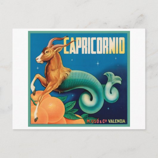 Capricornio krateletiket briefkaart (Voorkant)
