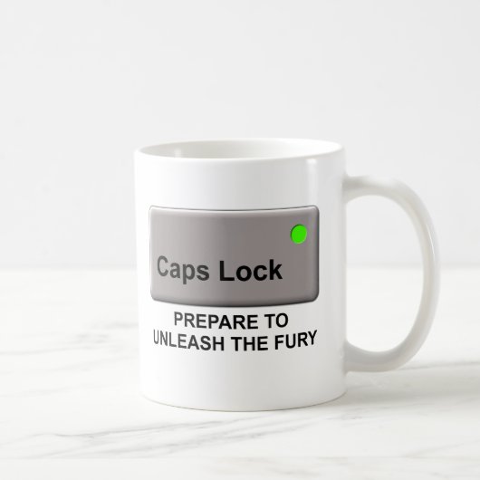 Caps Lock Waanzin Grappige Mok Humor (Rechts)