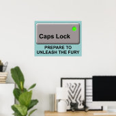 Caps Lock Waanzin Grappige Print Poster Bord Humor (Thuiskantoor)
