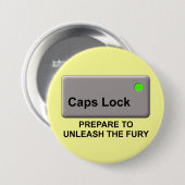 Caps Lock Woe Fun Knop Speldje Humor (Voorkant /achterkant)