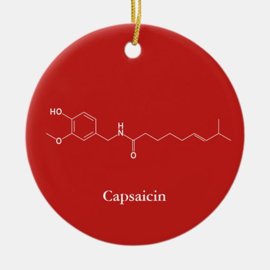 Capsaïcine Molecule Chemie Schattige Chili Lovers Keramisch Ornament (Voorkant)