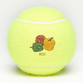 Capsicum cartoon illustratie tennisballen (Achterkant)